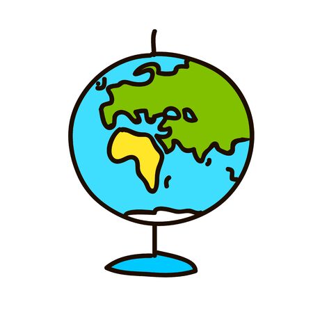 Illustration flat icon of globe flat style colored cartoon ink pen Icon vector illustration Vector illustration for webのイラスト素材