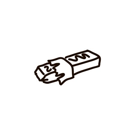 Eraser isolated on white cartoon ink pen Icon sketch style Vector illustration for webのイラスト素材