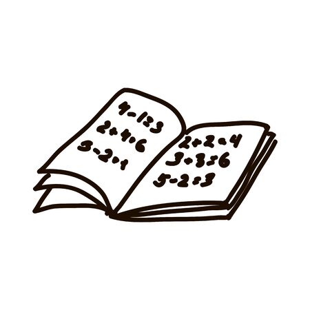 a blank school exercise notebook book jotter cartoon ink pen Icon sketch style Vector illustration for webのイラスト素材