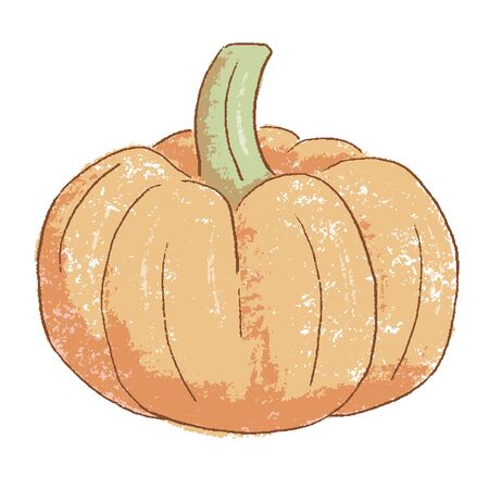 Pumpkin colorful icon. Vector illustration. hand-drawn popular vintage style seasonal vegetable for cooking, Harvest. Healthy lifestyle.のイラスト素材