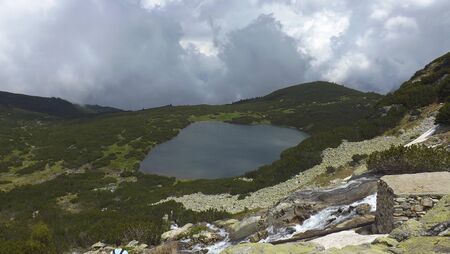 Picture taken from a hillsideの写真素材