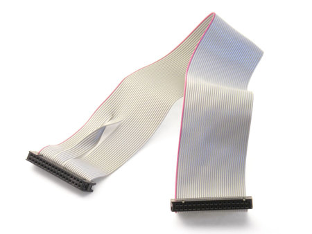 White IDE cable isolated on white background.の写真素材