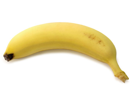 Ripe yellow banana isolated on white background.の写真素材