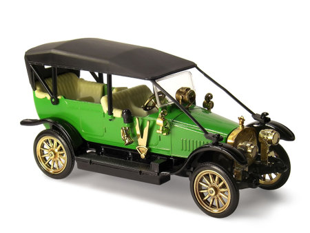Miniature toy of retro car isolated on white background.の写真素材