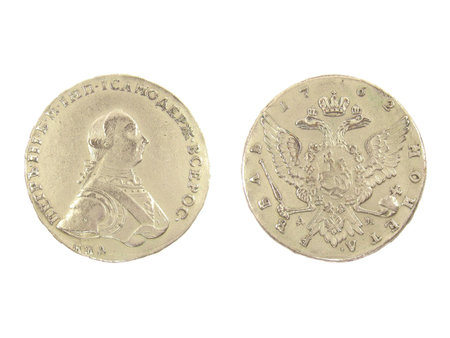Antique silver coin of 1762.の写真素材