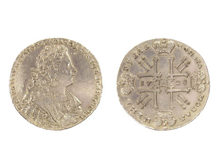 Antique silver coin of 1728.の写真素材