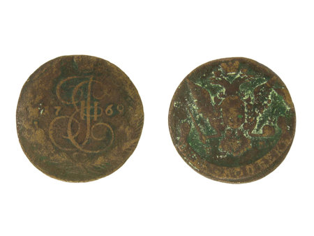 Antique copper coin of 1769.の写真素材