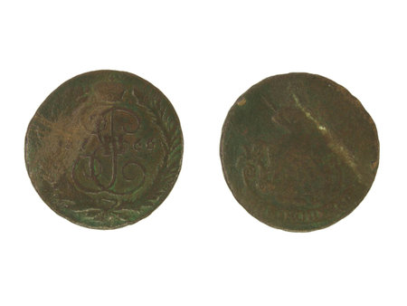 Antique copper coin of 1766.の写真素材