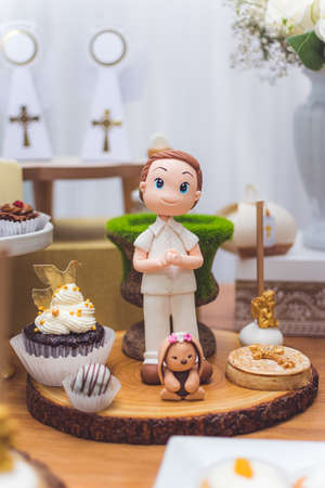 birthday decoration, cookies, sweets, cake, chocolate, cupcake, snacks, flowers, religion conceptの写真素材