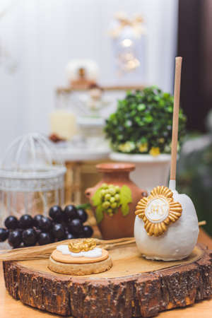 birthday decoration, cookies, sweets, cake, chocolate, cupcake, snacks, flowers, religion conceptの写真素材