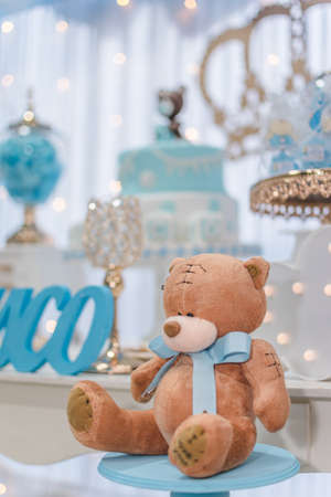 kids birthday decoration, cookies, sweets, cake, chocolate, cupcake, snacks, flowers, religion conceptの写真素材