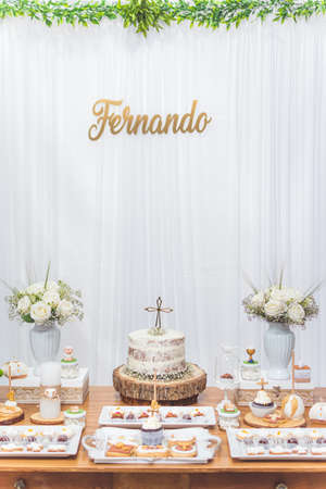 kids birthday decoration, cookies, sweets, cake, chocolate, cupcake, snacks, flowers, religion conceptの写真素材