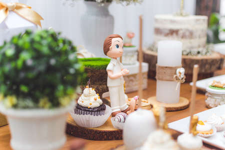 birthday decoration, cookies, sweets, cake, chocolate, cupcake, snacks, flowers, religion conceptの写真素材