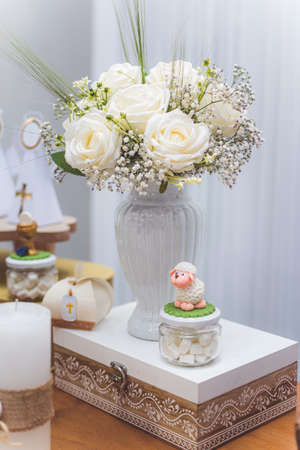 birthday decoration, cookies, sweets, cake, chocolate, cupcake, snacks, flowers, religion conceptの写真素材