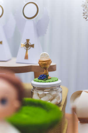 birthday decoration, cookies, sweets, cake, chocolate, cupcake, snacks, flowers, religion conceptの写真素材