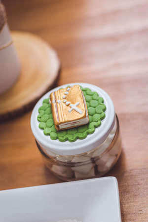 birthday decoration, cookies, sweets, cake, chocolate, cupcake, snacks, flowers, religion conceptの写真素材