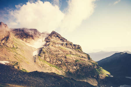 Rocky Mountains Landscape blue sky with clouds Summer Travel scenic viewの写真素材