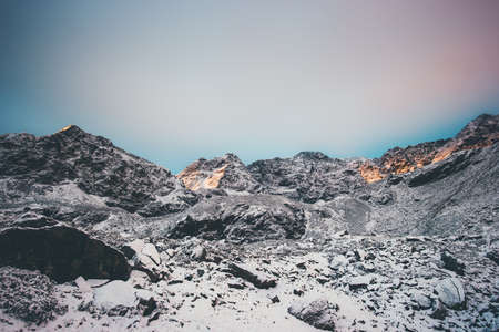 Rocky Mountains Landscape on sunset winter Travel serene scenic view snowy weather
の写真素材