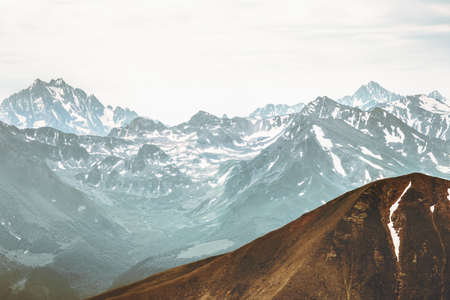 Mountains range beautiful Landscape aerial view Summer Travel wild nature sceneryの写真素材