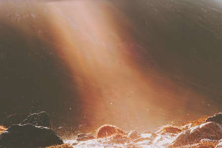 Morning light river water splash in mountains Landscape Travel wild natureの写真素材