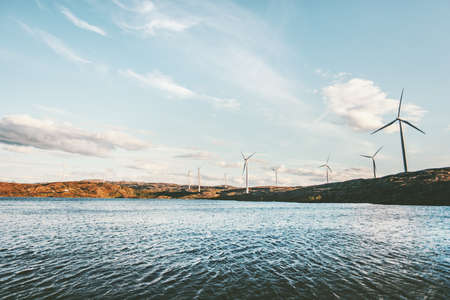 Windmills Wind turbines for electric power production in Sweden eco friendly concept  
の写真素材