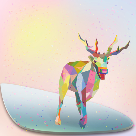 Christmas Deer trendy hipster style geometric shapes vectoのイラスト素材