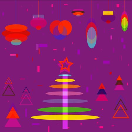 Abstract Christmas Tree with Decoration Balls toys cartoon Background symbol of New Year Holiday のイラスト素材