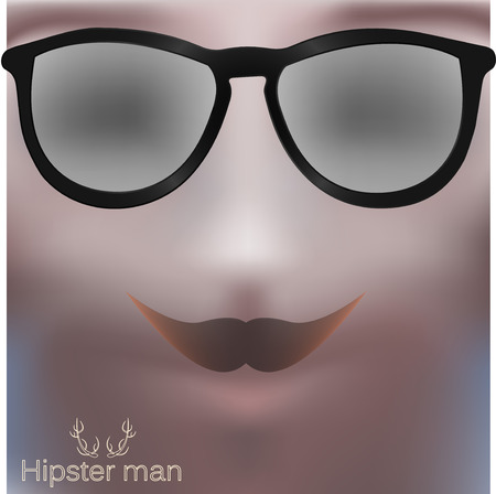 Abstract Man Face Mystical Portrait Hipster style with sunglasses and mustache trendy blurry colors Art design in vectorのイラスト素材