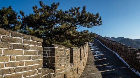 Chinese Wall on a clear winter day near beijingの写真素材