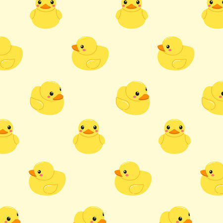 Seamless pattern with cute yellow rubber ducks. Vector illustration.のイラスト素材