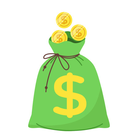 Money bag icon. Flat illustration of money bag icon for web designのイラスト素材