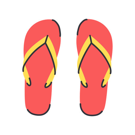 Flip flops, summer slippers. View above, top view. Flat design isolated vector illustration on white backgroundのイラスト素材
