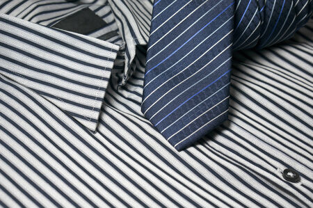 Blue tie on men shirtの写真素材