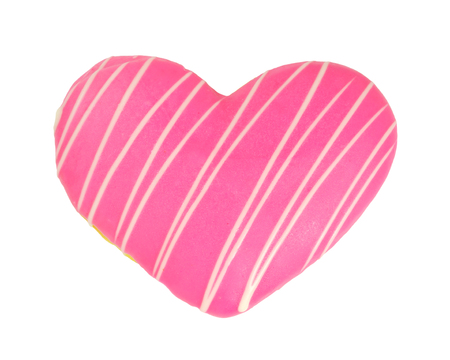 Love heart donut isolated on white backgroundの写真素材