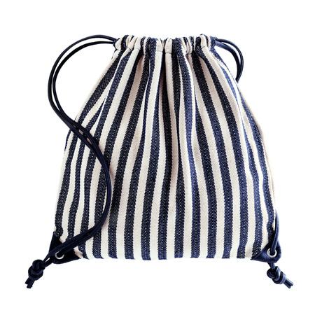Drawstring backpack isolated on white backgroundの写真素材