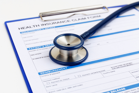 Stethoscope on health insurance claim formの写真素材