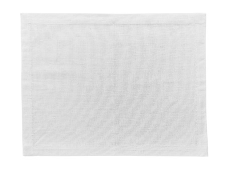 White linen napkin isolated on white backgroundの写真素材