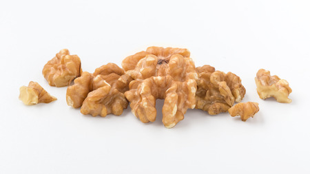 Walnuts on white background, closedupの写真素材