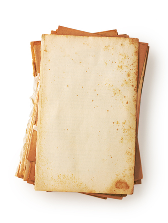 Old book, ripped pages on white backgroundの写真素材