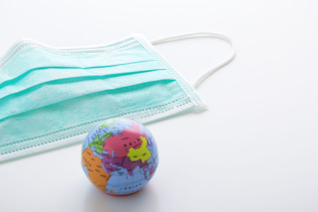 Coronavirus concept with surgical mask corona virus protection and prevention on white background