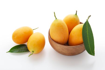 Fresh marian plum or plum mango isolated on white backgroundの写真素材