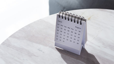 Calendar on marble table with copy spaceの写真素材