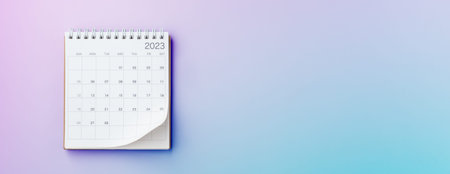 Calendar 2023 on pastel gradient background with copy space