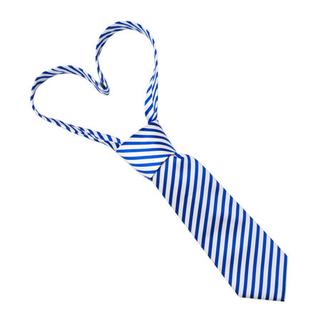 Stripped tie in heart shape isolated on white backgroundの写真素材