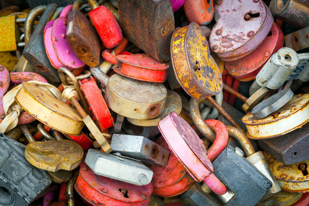 A lot of old padlocks.の写真素材