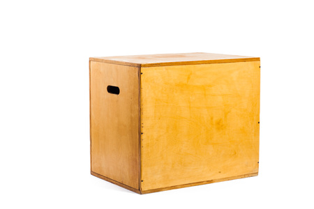 Wooden box on white isolated backgroundの写真素材