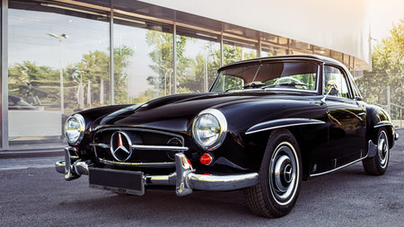 Novosibirsk, Russia - June 16, 2017: Mercedes-Benz 190 sl, side view. Photography of a classic car...