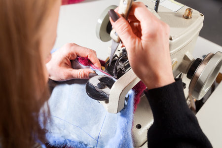 Sewing machine for stitching of fur skins fur coat