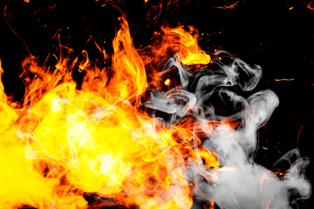 Fire flames background.  Background of smoke vapeの写真素材