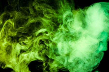 Green smoke on black backgroundの写真素材